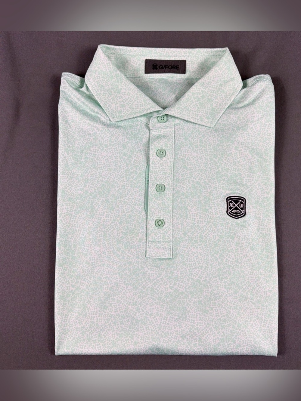 G/Fore G4 Golf Shirt Polo Chest Logo Floral Print Large Green NWT MSRP $120